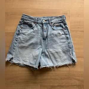 American Eagle Outfitters Light Blue Distressed Denim Shorts (Size 0)